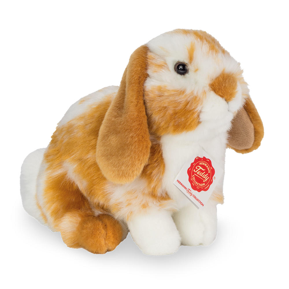 Teddy Hermann Collection Hase Sitzend, Kuscheltier, Stofftier, Plüschtier, Kaninchen, Hellbraun / Weiß Gescheckt, 20 cm, 937234