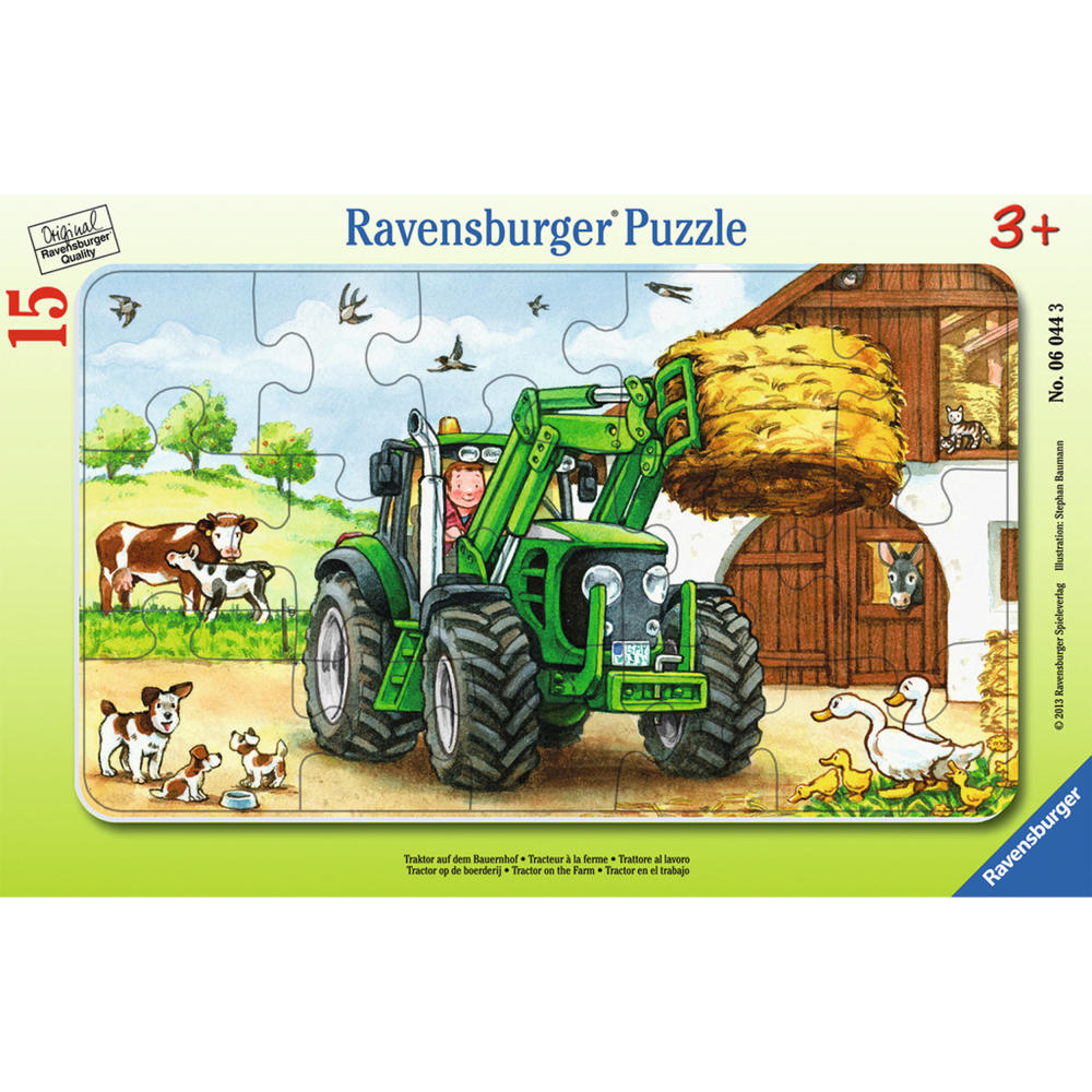 Ravensburger Puzzle Tractor On The Farm, Frame Puzzle, Children's Puzzle, Laying Game, Children's Game, Puzzle Game, 15 Pieces, 06044 3