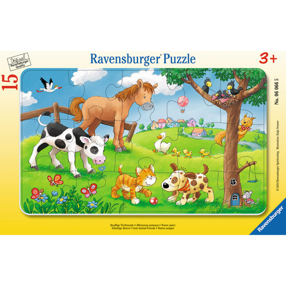 Ravensburger Puzzle Cute Animal Friends, Frame Puzzle, Children's Puzzle, Laying Game, Children's Game, Puzzle Game, 15 Pieces, 06066 5