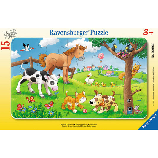 Ravensburger Puzzle Cute Animal Friends, Frame Puzzle, Children's Puzzle, Laying Game, Children's Game, Puzzle Game, 15 Pieces, 06066 5