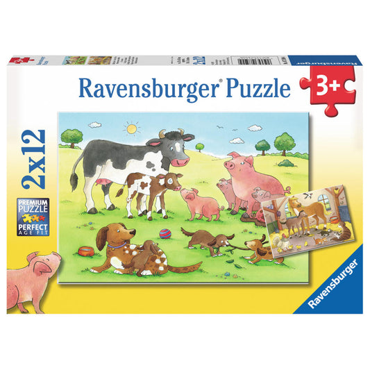 Ravensburger Puzzle Happy Animal Families, Children's Puzzle, Laying Game, Children's Game, Puzzle Game, Including Mini Poster, 12 Pieces, 07590 4