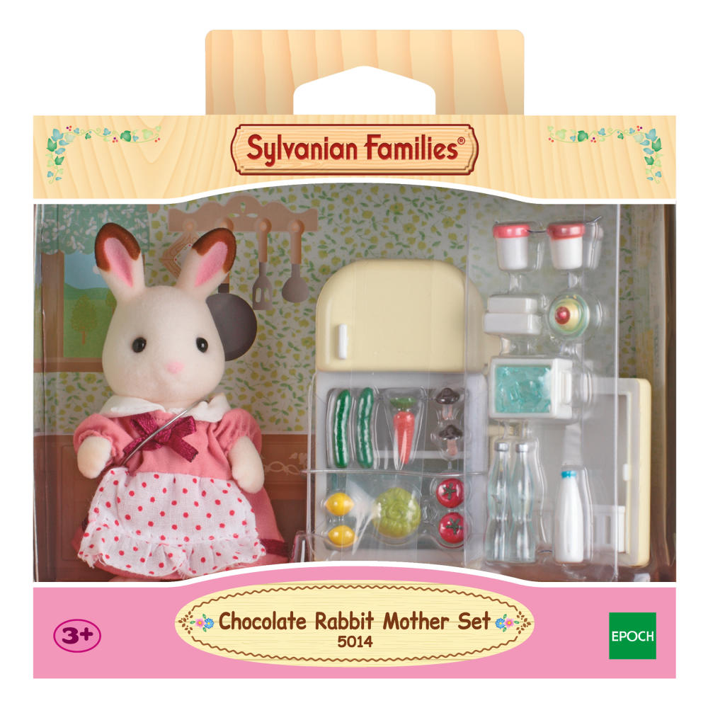Sylvanian Families Chocolate Bunny Mother Flora with Refrigerator, Spoon Family, Mom, Rabbit, Figure, 2202