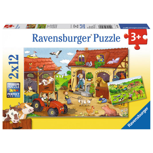 Ravensburger Puzzle Busy On The Farm, Children's Puzzle, Puzzle Game, Children's Game, Puzzle Game, Including Mini-Poster, 12 Pieces, 07560 7