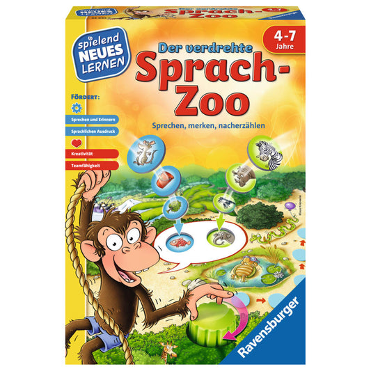 Ravensburger Playfully Learn New Things The Twisted Language Zoo, Language Development Game, Memory Game, Search Game, Children's Game, Children's Game, 24945 9