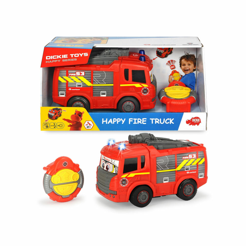Dickie Toys IRC Happy Fire Truck, mit Infrarot-Fernsteuerung, Feuerwehrauto, Feuerwehr, Spielzeugauto, Spielzeug Auto, 203816032